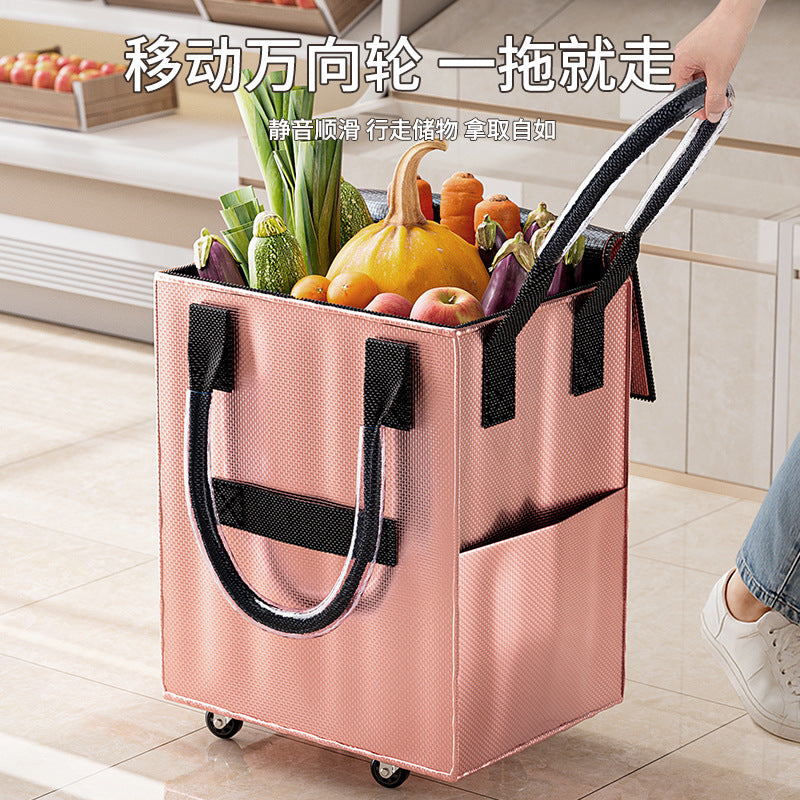 Сумка для покупок на колесиках, длинная ручка, складная сумка для хранения