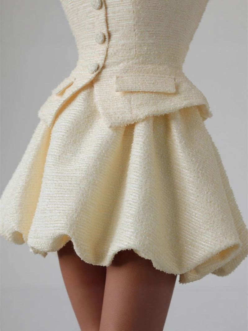 Элегантный костюм, жилет на пуговицах, юбка-тюльпан в стиле Шанель