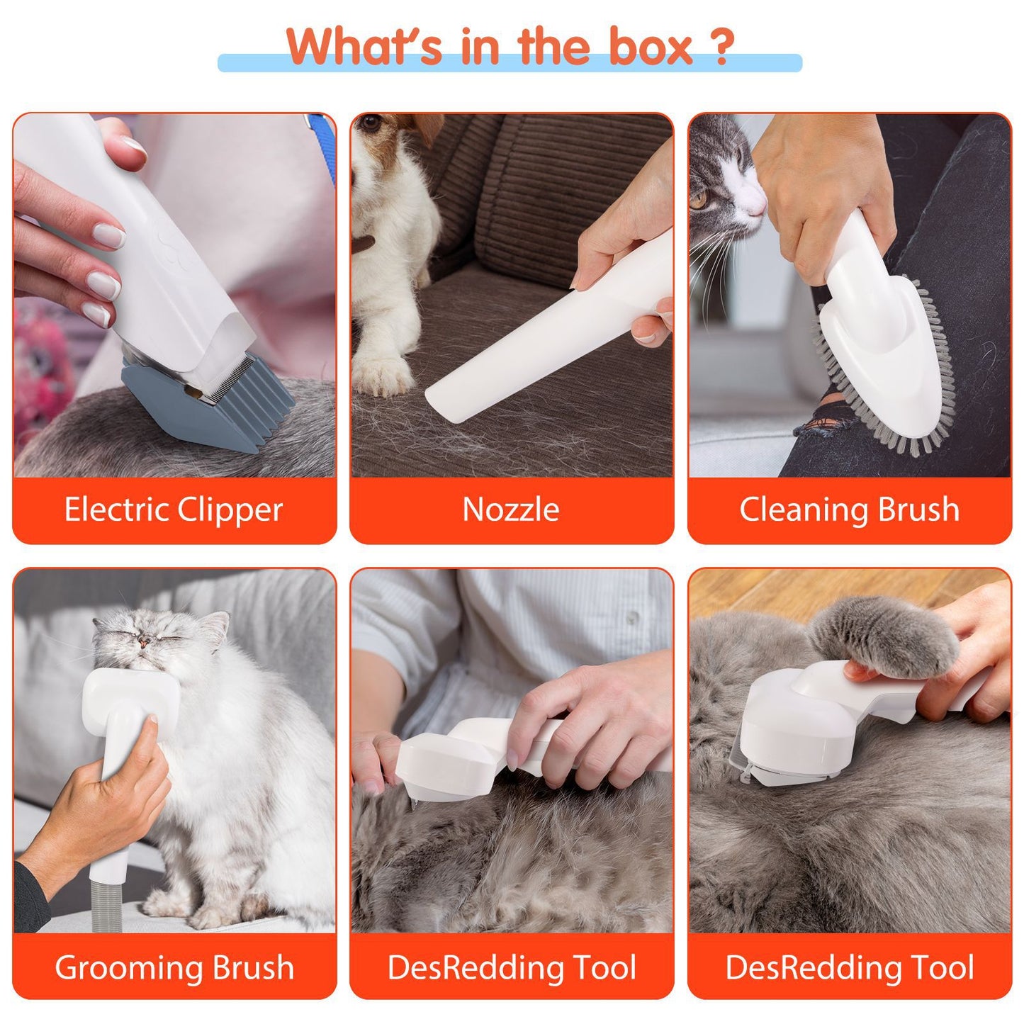 6 в 1, вакуумный набор для ухода за домашними животными, машинки для стрижки собак, средство для удаления шерсти домашних животных с мощностью 2,5 л