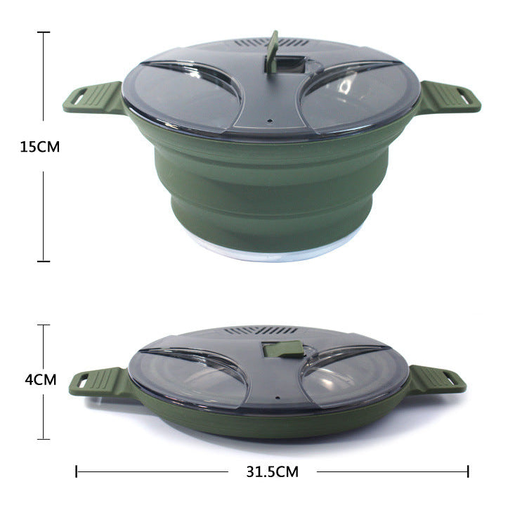Складная силиконовая посуда для кемпинга на открытом воздухе, портативный набор для приготовления пищи на открытом воздухе из нержавеющей стали