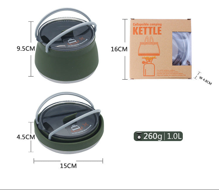 Складная силиконовая посуда для кемпинга на открытом воздухе, портативный набор для приготовления пищи на открытом воздухе из нержавеющей стали