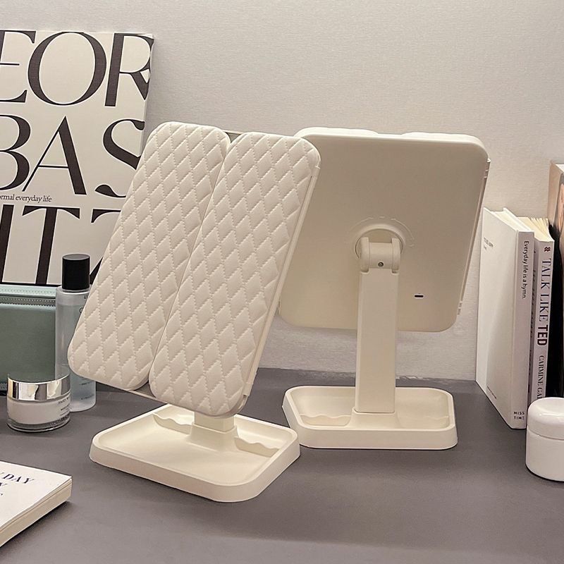 Светодиодное зеркало для макияжа с подсветкой, трехсторонним складыванием и увеличением