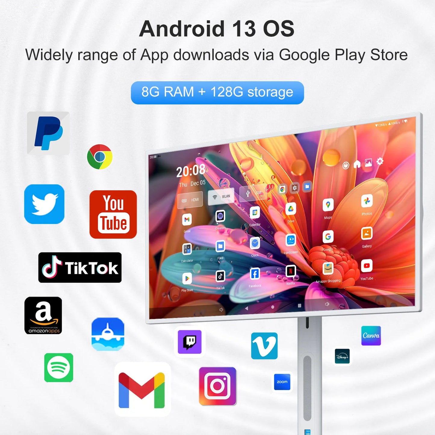 Girlfriend Machine Pro  32-дюймовый мобильный телевизор высокой четкости с сенсорным экраном и беспроводной проекцией экрана для развлечений и караоке