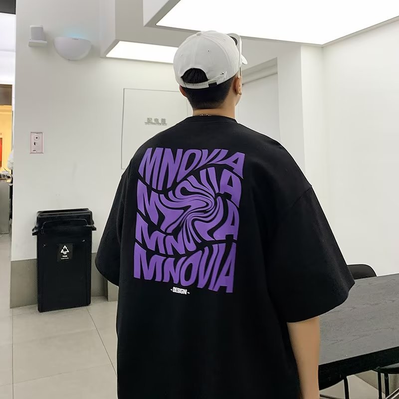 Футболка с короткими рукавами из американского ретро 100% хлопка, мужская