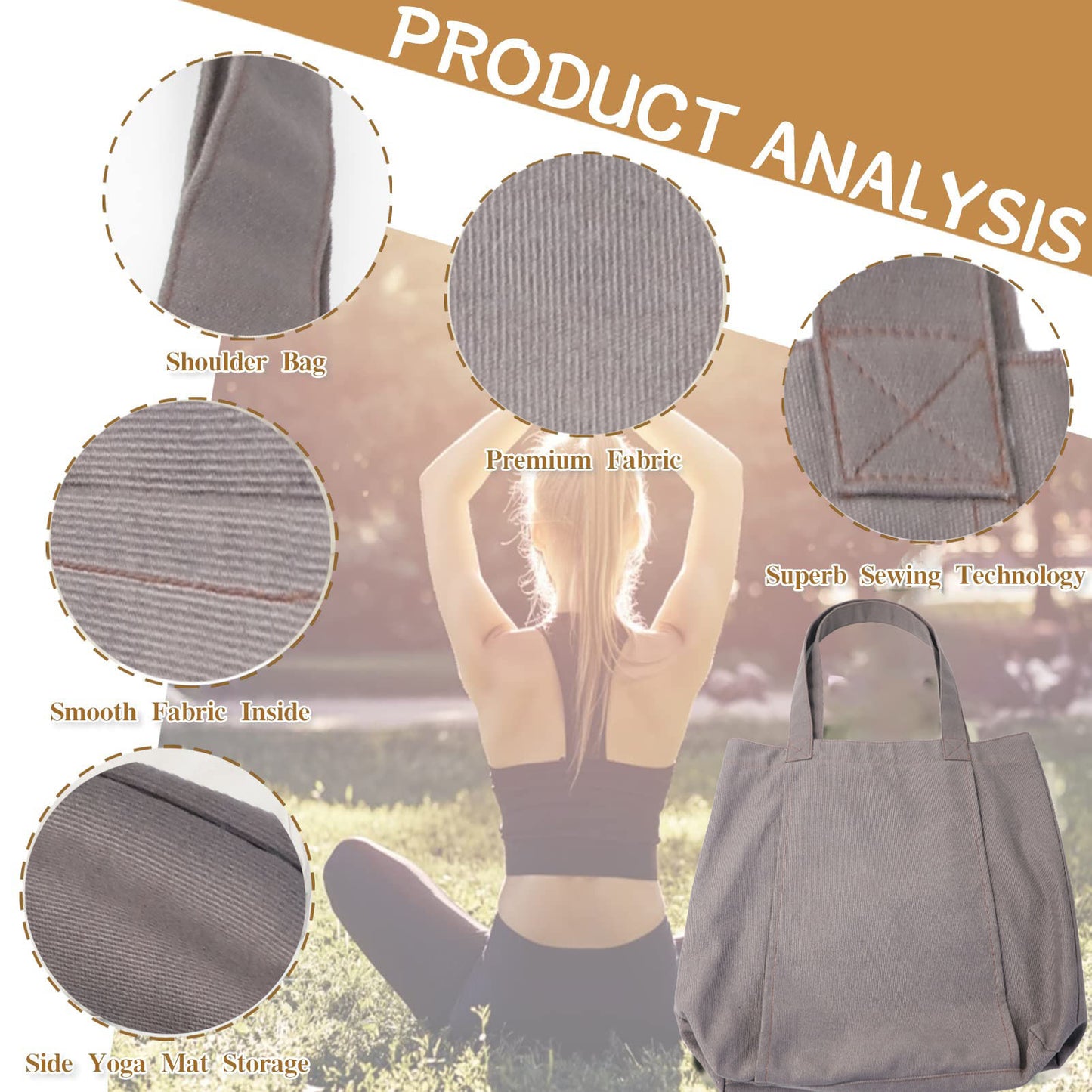 Сумка для ковриков для йоги и пилатеса, холщовая сумка-тоут