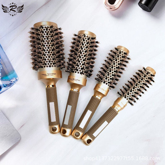 Брашинг для волос, круглая расческа для укладки волос, завивки волос, с использованием натуральной щитины