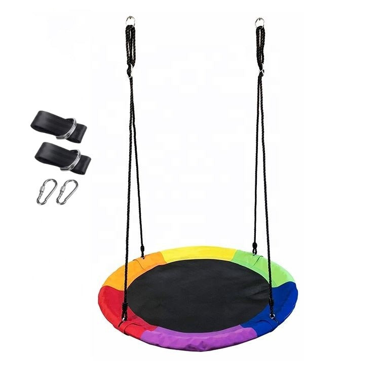 Яркий радужный гамак  - Круглое качели из 900D оксфордской ткани с черной прокладкой