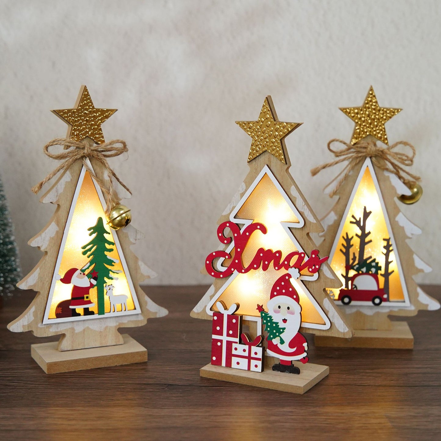 Рождественские украшения, деревянная елка, настольные украшения