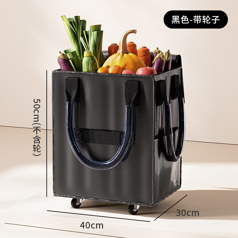 Сумка для покупок на колесиках, длинная ручка, складная сумка для хранения