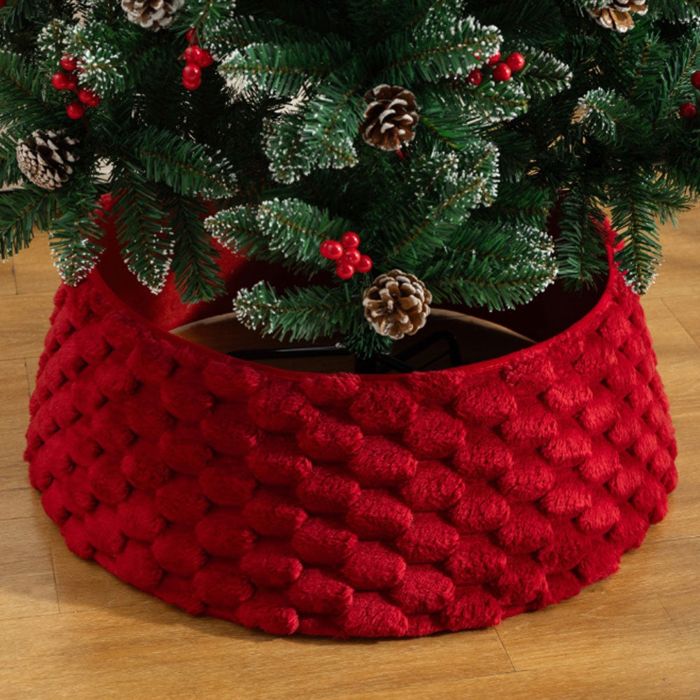 Юбка для рождественской елки с 3D-эффектом, круглая плюшевая елочная ограда