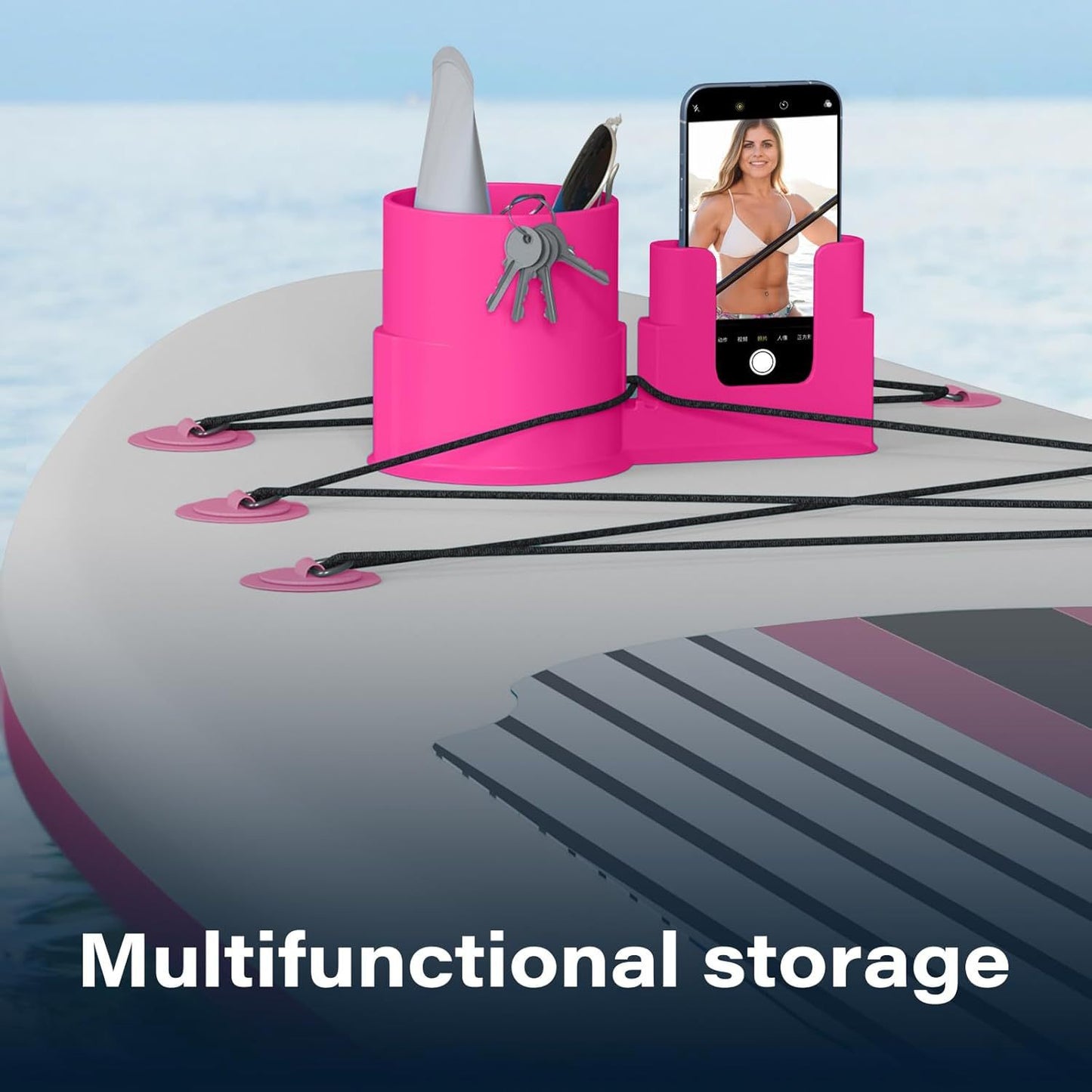 Держатель для напитков и телефона для каяка/доски для серфинга с вытяжным шнуром для надежной фиксации напитков и телефона