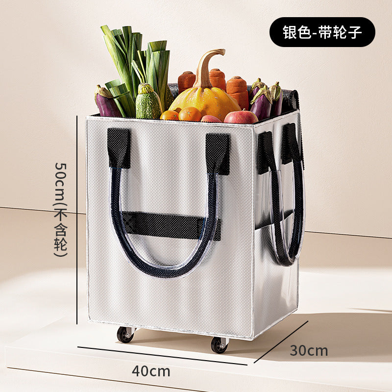 Сумка для покупок на колесиках, длинная ручка, складная сумка для хранения