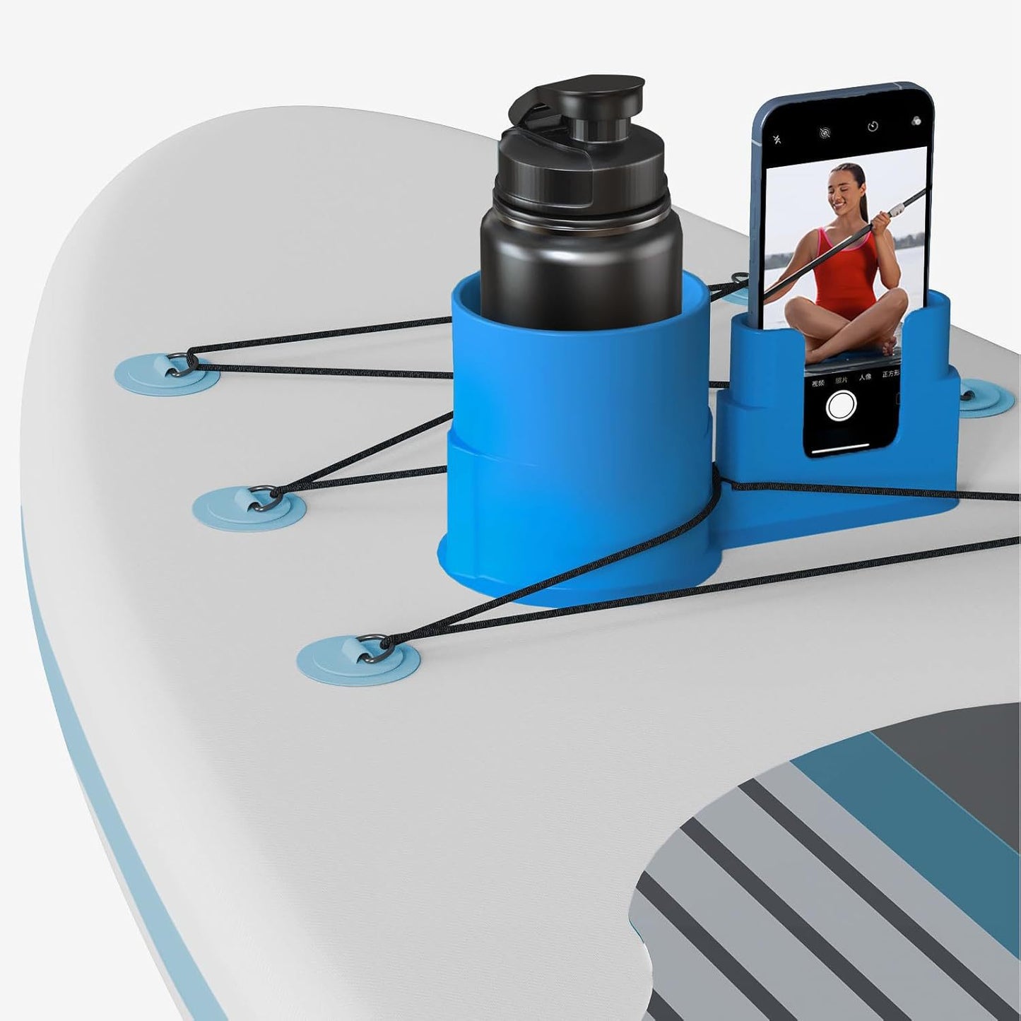 Держатель для напитков и телефона для каяка/доски для серфинга с вытяжным шнуром для надежной фиксации напитков и телефона