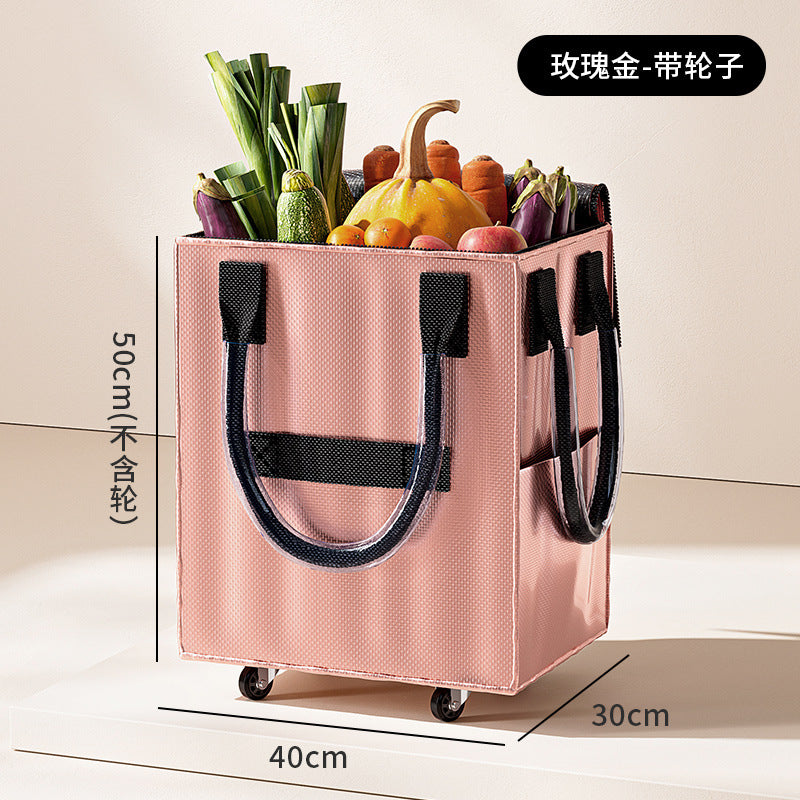 Сумка для покупок на колесиках, длинная ручка, складная сумка для хранения