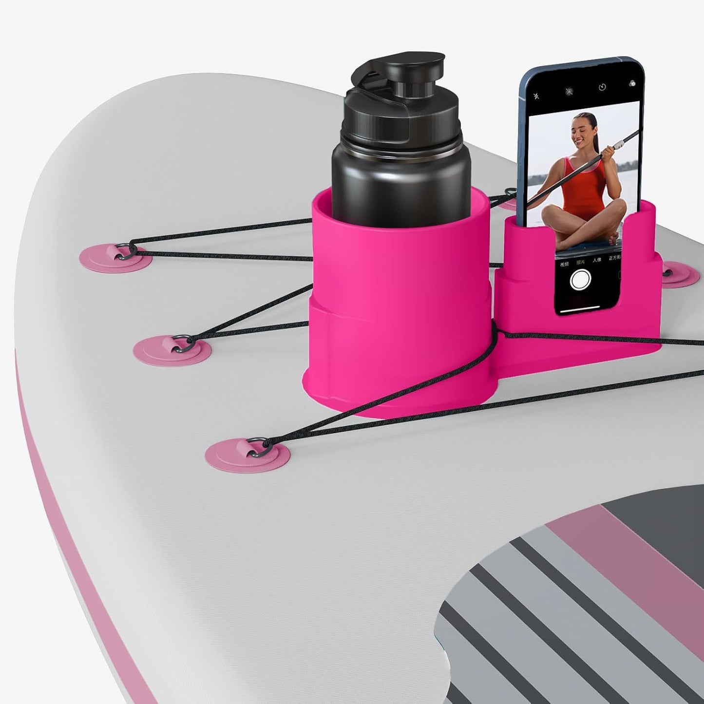 Держатель для напитков и телефона для каяка/доски для серфинга с вытяжным шнуром для надежной фиксации напитков и телефона