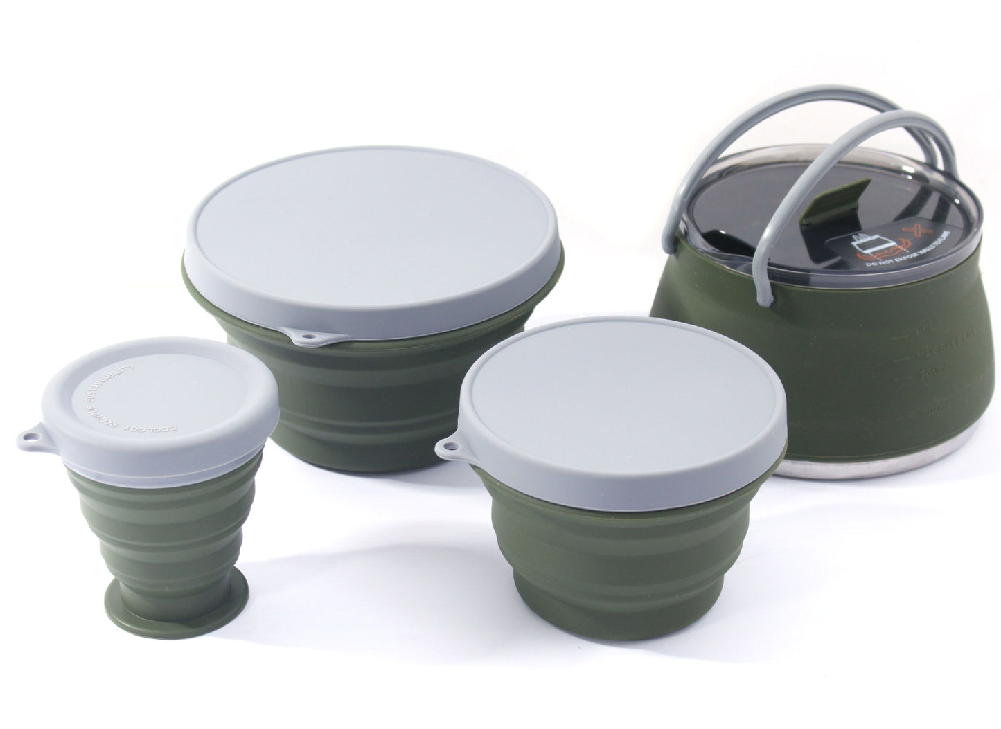 Складная силиконовая посуда для кемпинга на открытом воздухе, портативный набор для приготовления пищи на открытом воздухе из нержавеющей стали