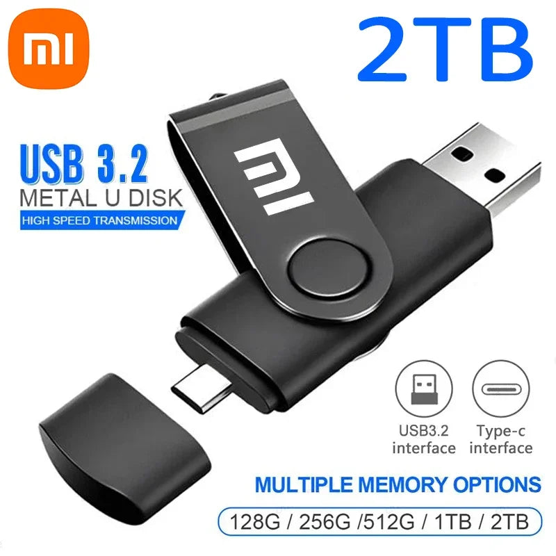 Xiaomi 2TB 1TB USB 3.2 Флэш-диски Новый высокоскоростный перевод Metal Pendrive Type-C USB-интерфейс Pendrive Flash Disk Водонепроницаемый