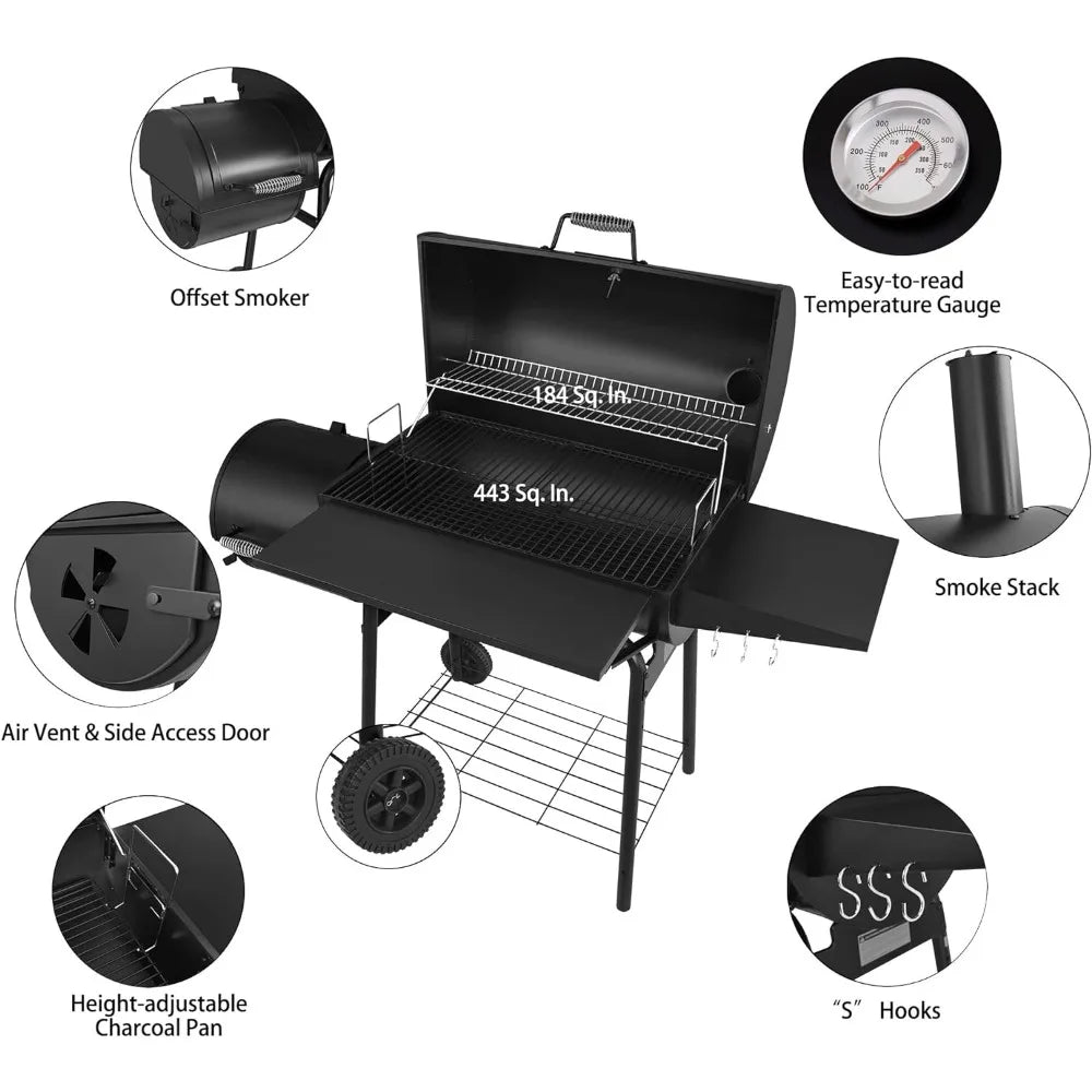 Royal Gourmet CC1830S 30 "BBQ Alcoal Grill and Offset Smoker | 811 квадратный дюйм