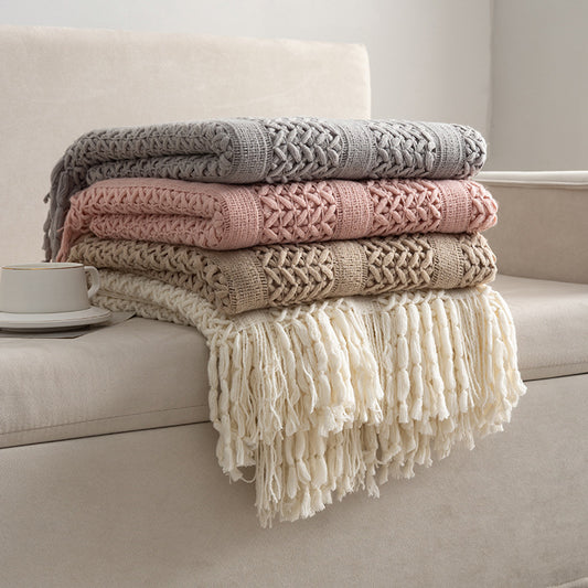 Вязаный плед на диван