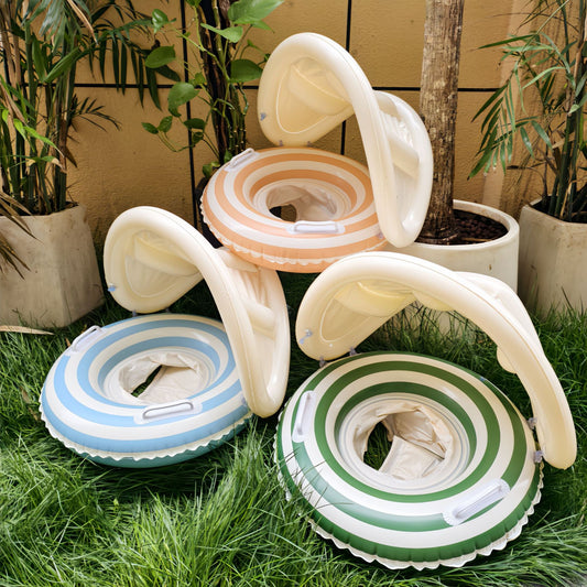 Детский полосатый круг для купания + тент